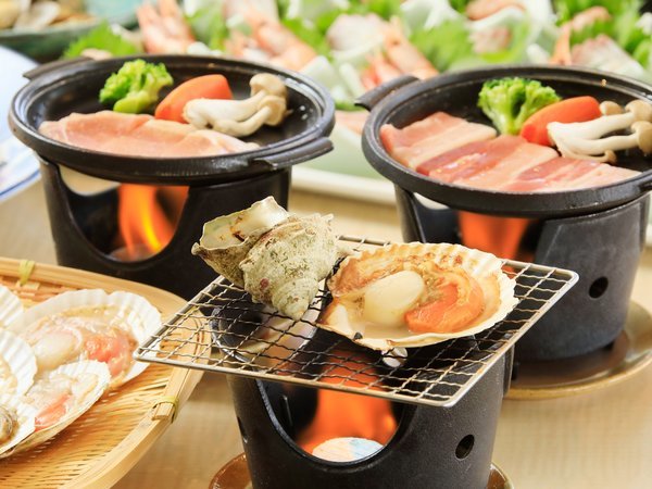 基本／飲み放題付き】生ビールや日本酒も！サザエなど海鮮浜焼きと一緒