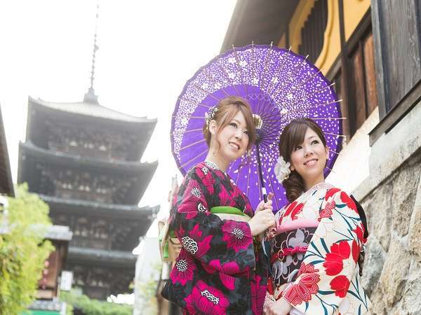 着物レンタル 京都祇園屋 着物一式 着付け ヘアーセット 無料朝食付 京都 祇園の真ん中 ホテルささりんどう 宿泊予約は じゃらん